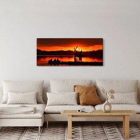 Obraz - Rybári na jazere (120x50 cm)
