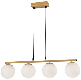 Závesné svietidlo so skleneným tienidlom v bielo-prírodnej farbe Carrine – Candellux Lighting