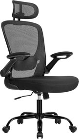 ergonomická kancelárska stolička, otočná stolička s sieťovaným operadlom, čierna farba