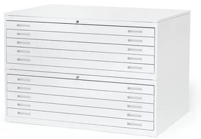 Skrinka na výkresy SKETCH, dvojitá, A0, vrchná doska z oceľového plechu, biela