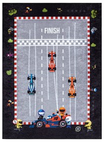 Prateľný protišmykový koberec JUNIOR 52108.801 Pretekári Formula 1, sivý