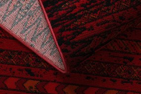Koberec ORIENT 5820 so strapcami, pruhy / orientálny, bordový / čierny