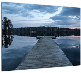 Sklenený obraz - Mólo na jazere (70x50 cm)