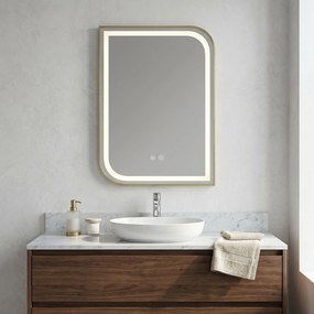 Rea Zone, LED zrkadlo, 60x80 cm, zlatá matná, HOM-00209