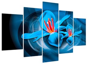 Moderný modrý obraz kvetov (150x105 cm)