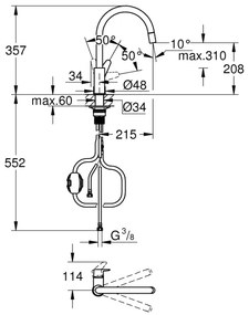 GROHE 30562000 - Drezová batéria START CURVE 357 mm, lesklý chróm