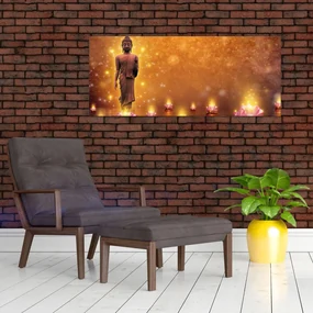 Obraz - Budha v zlatom lesku (120x50 cm)