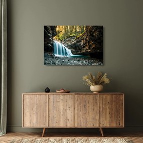 Obraz lesného vodopádu (90x60 cm)