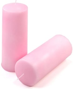 Sada stĺpových sviečok, 20 cm, Ø 7,5 cm, ružová, 4 ks