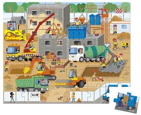 Janod Puzzle v kufríku 36ks: Na stavbe