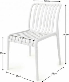 Záhradný set TREGO ISLAND - 4 stoličky a okrúhly stôl ø 90 cm, biela