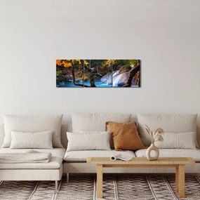 Obraz - Vodopády v Ázii (s hodinami) (90x30 cm)
