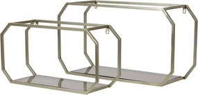 2ks zlatá antik kovová polica Muksi gold - 58*20*30/70*29*38cm