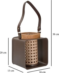 Lucerna ratan 20 cm hnedá