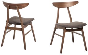 Sada 2 drevených jedálenských stoličiek tmavé drevo/sivá LYNN Beliani