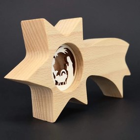 AMADEA Drevená kométa s vkladom - betlehem, masívne drevo, 19x10x3 cm