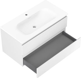 Mexen Orio, kúpeľňová skrinka 90 cm s umývadlom Vela, 2 zásuvky, biela matná, 91A10-09047-2-BFF01-W23M01