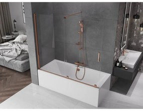 Mexen Velar, 2-krídlová posuvná vaňová zástena 180 x 150 cm, 8mm číre sklo, ružové zlato, 896-180-000-01-60