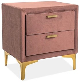 Noční stolek Monako sametově růžový