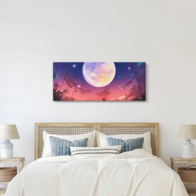 Obraz - Žena a pes pri splne (120x50 cm)