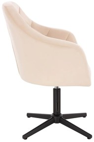 LuxuryForm DESIGN Kreslo ROMA VELUR na čiernom kríži - krémové