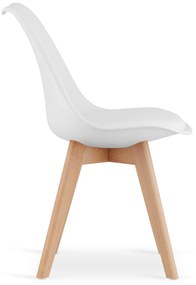 Jedálenský set 1 + 4, biely stôl ADRIA 120x80 cm + biela stolička BALI MARK s bukovými nohami