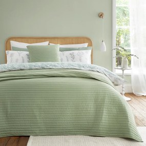 Zelený prešívaný pléd na dvojlôžko 220x230 cm Quilted Lines – Bianca