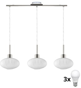 LED luster na lankách HARMA 3xE27/60W/230V matný chróm/biela