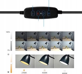 BERGE Andora LED stolná lampa s klipom 1xE27 čierna