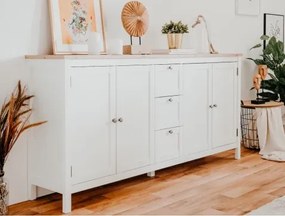Široká úložná komoda Bergen, biela/dub artisan%