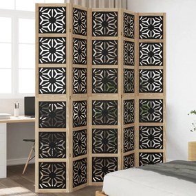 Paraván, 5 panelov, hnedo čierny, masívne drevo paulovnie 358808