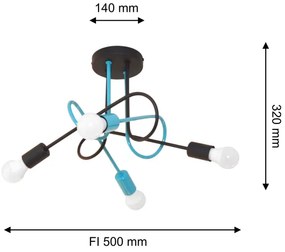 Prisadený luster OXFORD 4xE27/15W/230V čierna/tyrkysová