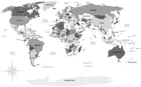 Samolepiaca tapeta čiernobiela mapa s modrým kontrastom - 225x150