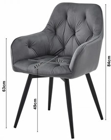 Jedálenská otočná stolička JORK360 zamatová, tmavosivá (čierne nohy)