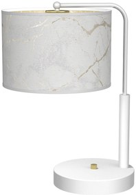 Stolná lampa Senso, 1x biele/zlaté textilné tienidlo, w