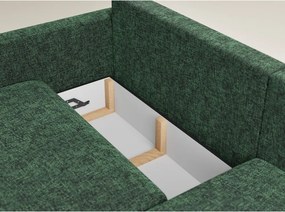 Tmavozelená ženilková rozkladacia/s úložným priestorom rohová pohovka (pravý roh/s leňoškou) Leon – Maison de Rêve