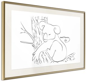 Artgeist Plagát - Sleepy Koala [Poster] Veľkosť: 30x20, Verzia: Čierny rám s passe-partout