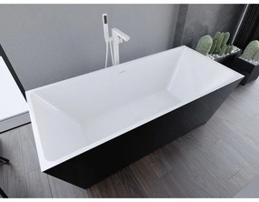 Mexen Lita, voľne stojaca vaňa 170 x 75 cm, biela-čierna, biely prepad, 52121707575-20