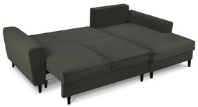 Čierna menčestrová rozkladacia/s úložným priestorom rohová pohovka (pravý roh/s leňoškou) Kyoto – Cosmopolitan Design