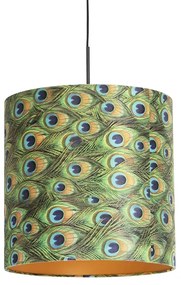 Závesné svietidlo s tienidlom z zamatu Peacock so zlatom 40 cm - Combi