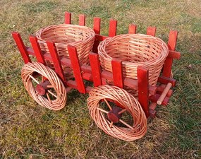 HRADIL prútený vozik kvetináč tmavý 62 x 32 x 29 cm