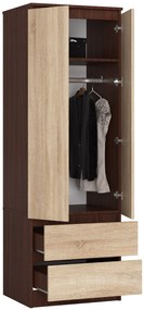 Šatníková skriňa Suman  (wenge + dub sonoma). Vlastná spoľahlivá doprava až k Vám domov. 1069567