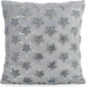 CHLPATÁ VIANOČNÁ DEKORAČNÁ OBLIEČKA NA VANKÚŠ STARS 45X45 CM STRIEBORNÁ