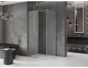 Mexen Velar, sprchový kút s posuvnými dverami 130 x 85 cm, 8mm sklo námraza, zlatá lesklá, 871-130-085-31-50