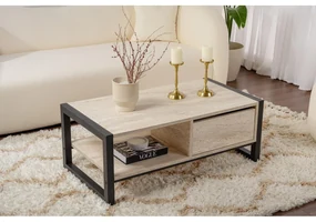 Konferenčný stôl Haldizen - Black, Travertine