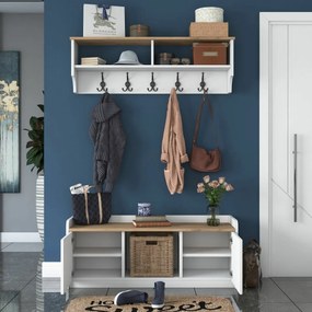 Nástenný vešiak s botníkom Polo White and WalnutWalnut