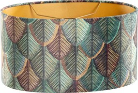 Zamatový tienidlo na lampu s dizajnom listov a zlatým vnútorným oválom 35/23/18