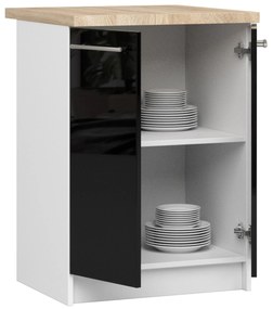 Dolná kuchynská skrinka Ozara S60 2D (biela + čierny lesk). Vlastná spoľahlivá doprava až k Vám domov. 1071111