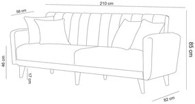 Dizajnová rozkladacia sedačka Zayda 210 cm sivá
