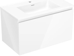 Mexen Orio, kúpeľňová skrinka 80 cm s umývadlom Otis, 1 zásuvka, biela lesklá, 91A10-08047-1-BF00-W18M00